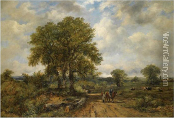 Farmer On A Track Oil Painting - Frederick Waters Watts