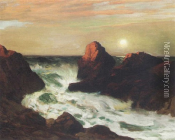 The Rocky Coast Oil Painting - Franklin B. De Haven