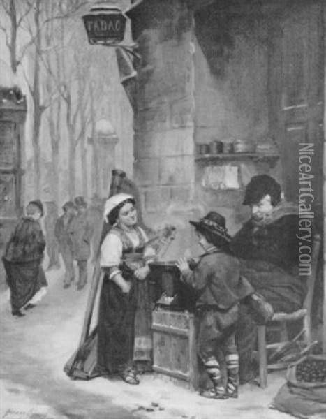 The Chestnut Vendor Oil Painting - Henry Bacon