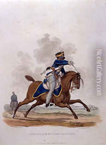 A Private of The 13th Light Dragoons, from Costumes of the Army of the British Empire, according to the last regulations 1812, engraved by J.C. Stadler, published by Colnaghi and Co. 1812-15 Oil Painting - Charles Hamilton Smith