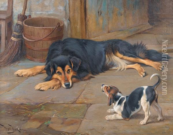 Dignity And Impudence Oil Painting - Wright Barker