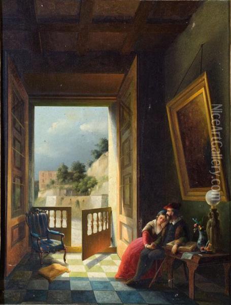 Interno Romantico Oil Painting - Vincenzo Abbati