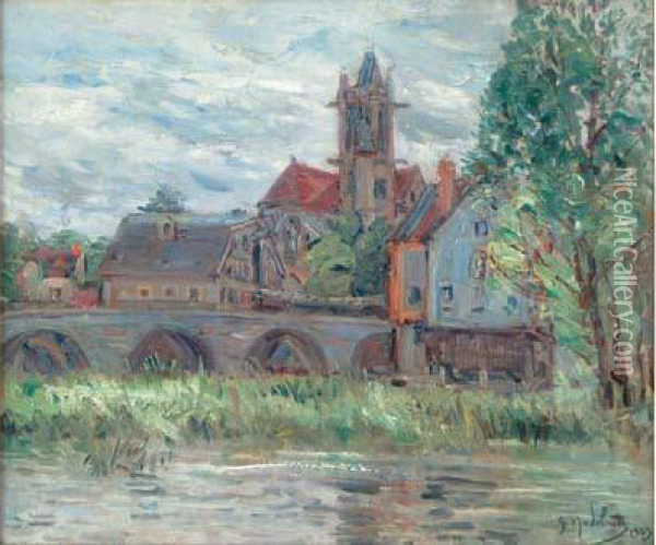  Moret-sur-loing, 1924  Oil Painting - Gustave Madelain