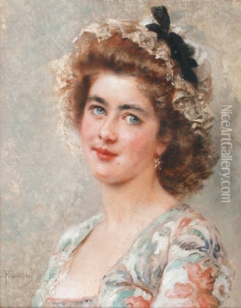 Portrait D'une Elegante Oil Painting - Konstantin Egorovich Makovsky