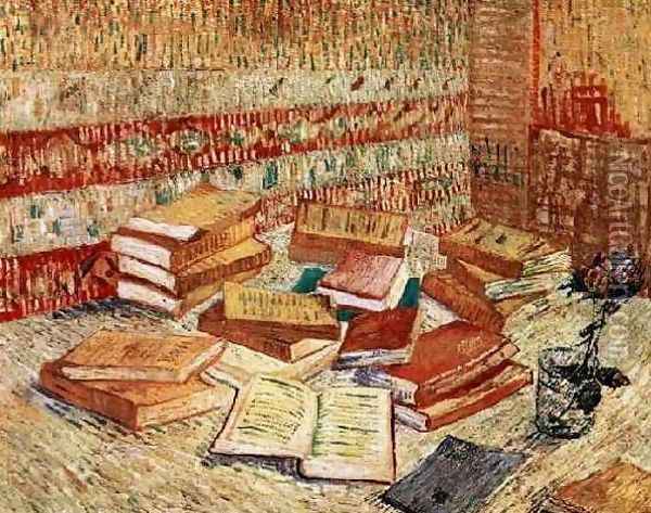 Still Life With French Novels And A Rose Oil Painting - Vincent Van Gogh