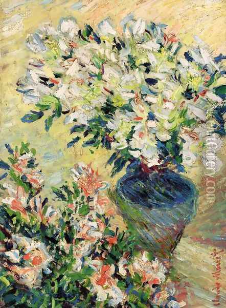 White Azaleas In A Pot Oil Painting - Claude Oscar Monet