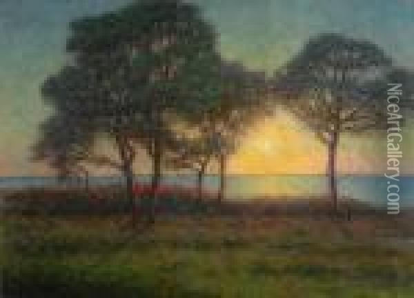 Solnedgang Over Oland Oil Painting - Per Ekstrom