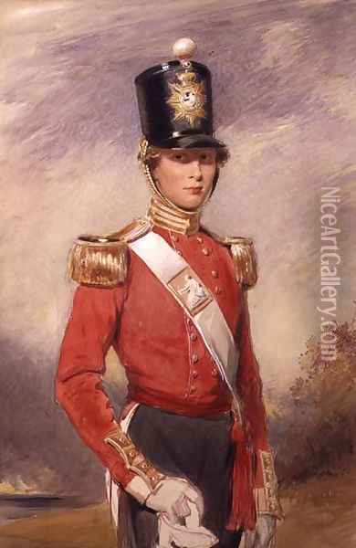 A Young Officer of the 9th Foot Regiment, Norfolk Oil Painting - George Richmond