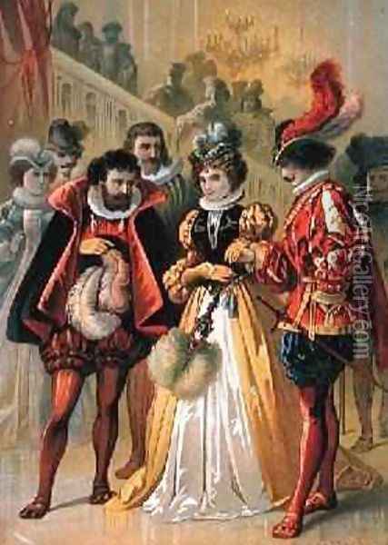 Cinderella at the ball illustration for Cinderella by Charles Perrault 1628-1703 Oil Painting - Carl Offterdinger
