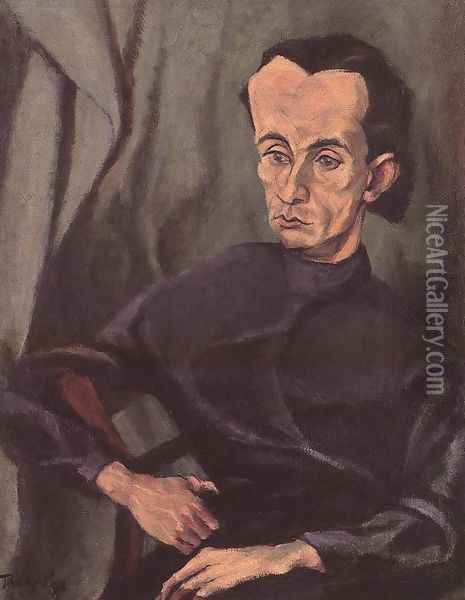 Portrait of Lajos Kassak 1918 Oil Painting - Lajos Tihanyi