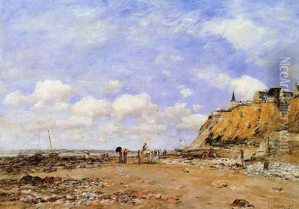 The Shore at Villerville Oil Painting - Eugene Boudin
