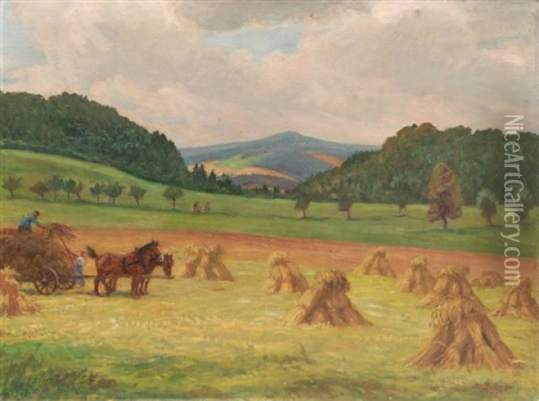 Sommerlandschaft Mit Wilisch Oil Painting - Julius Otto Fritzsche