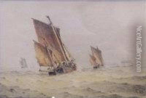 Fishing Fleet Oil Painting - Frederick James Aldridge