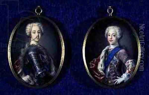 Prince Henry Benedict Stuart 1725-1807 and Prince Charles Edward Stuart 1720-88 Oil Painting - Antonio David