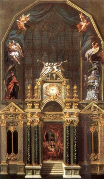 A Design For A High Altar (saint Peter's Ad Arches, Lincoln?) Oil Painting - Vincenzo Damini