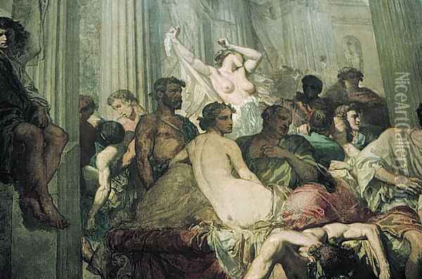 The Romans of the Decadence (detail 5) Oil Painting - Thomas Couture