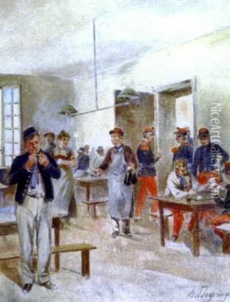 Scene De Refectoire Militaire Oil Painting - Henri Louis Dupray