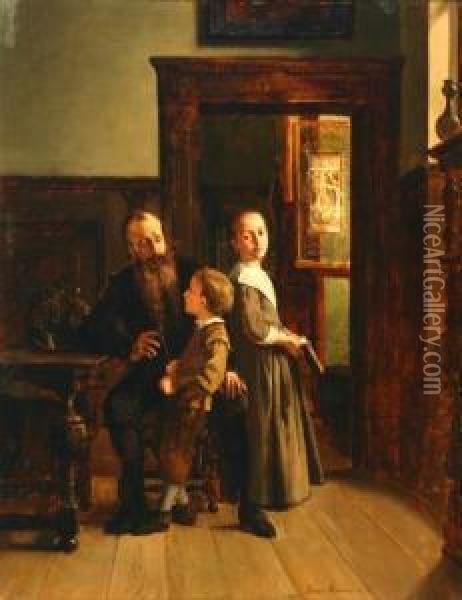 Fatherly Advice Oil Painting - Franz Moormans