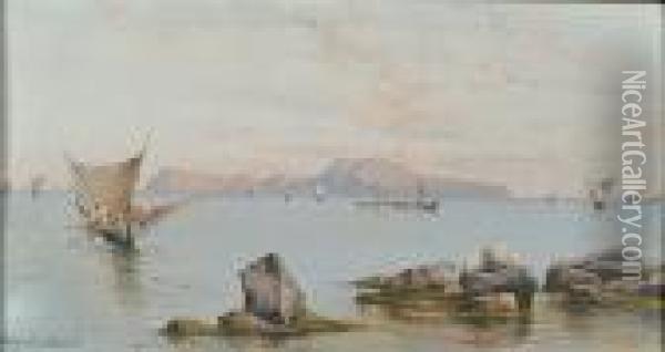 Vessels Off The Neapolitan Coast Oil Painting - Giuseppe Carelli