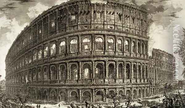 Plate XCVII-VIII View of the Flavian Amphitheatre, known as the Colosseum from Vedute, first published in 1756, pub. by E and F.N. Spon Ltd., 1900 Oil Painting - Giovanni Battista Piranesi