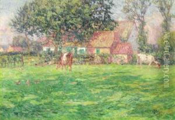 Zomer Bij De Hoeve (ca. 1914) Oil Painting - Modest Huys