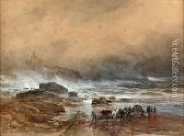 Storm At St Monan's, Fife Oil Painting - Samuel Bough