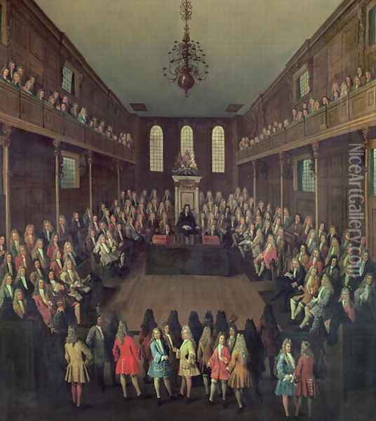 The House of Commons in Session, 1710 Oil Painting - Peter Tillemans