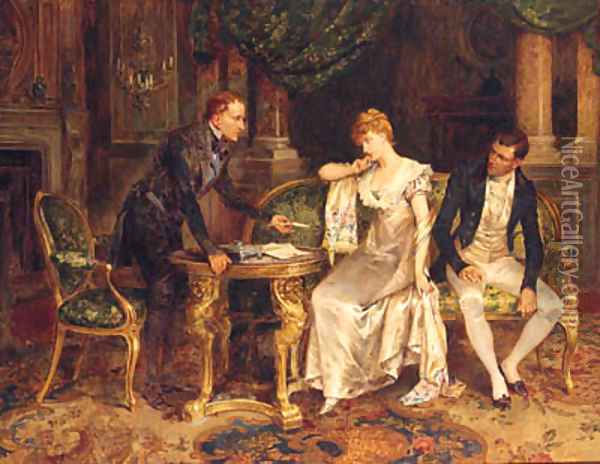 A Difficult Decision Oil Painting - Henry Gillard Glindoni