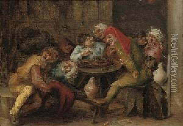 Boors Merrymaking In A Tavern Oil Painting - Joos van Craesbeeck