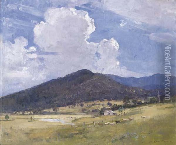 Hills And Clouds Oil Painting - Arthur Ernest Streeton