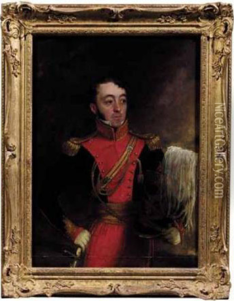 Portrait Of An Officer Of The 11th Light Dragoons Oil Painting - Thomas Phillips