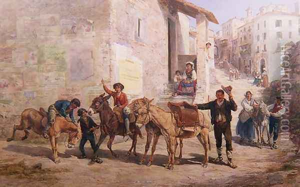 A Continental Express, 1887 Oil Painting - Charles H. Poingdestre
