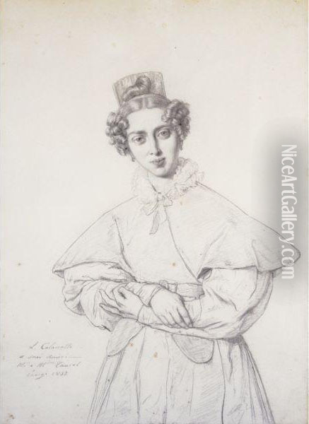 Portrait Of Henriette Taurel, Nee Thevenin Oil Painting - Luigi Calamatta