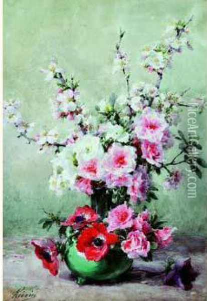 Fleurs De Pommiers Et Anemones Oil Painting - Francois Rivoire