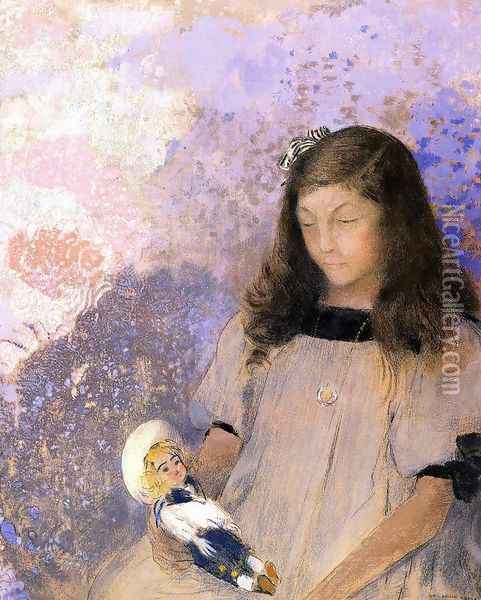 Portrait Of Simone Fayet Oil Painting - Odilon Redon