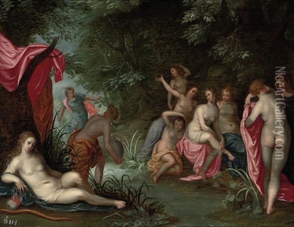 Diana And Actaeon Oil Painting - Hendrik van Balen the Elder