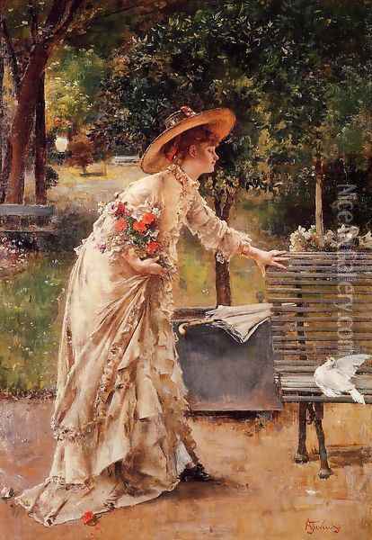 Afternoon in the Park Oil Painting - Alfred-Emile-Leopole Stevens