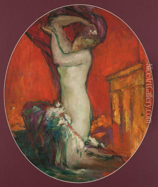 Femme Devant Un Temple Oil Painting - Pierre Amedee Marcel-Beronneau