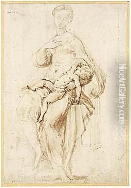 Study For The 'Madonna Dal Collo Lungo' Oil Painting - Girolamo Francesco Maria Mazzola (Parmigianino)