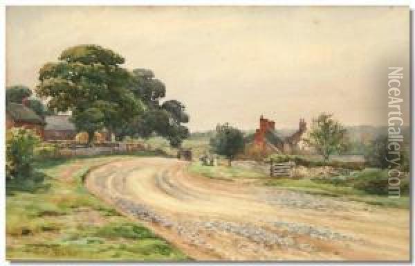Countrylane With A Farm House Oil Painting - George Pretty