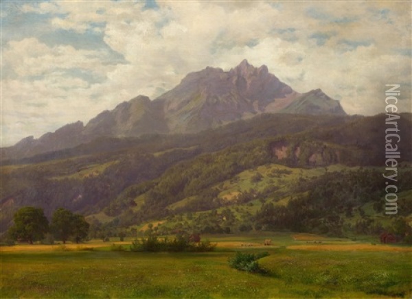 View Of Mount Pilatus Oil Painting - Robert Zuend