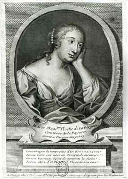 Medallion portrait of Madame de La Fayette French novelist Oil Painting - Etienne Jehandier Desrochers