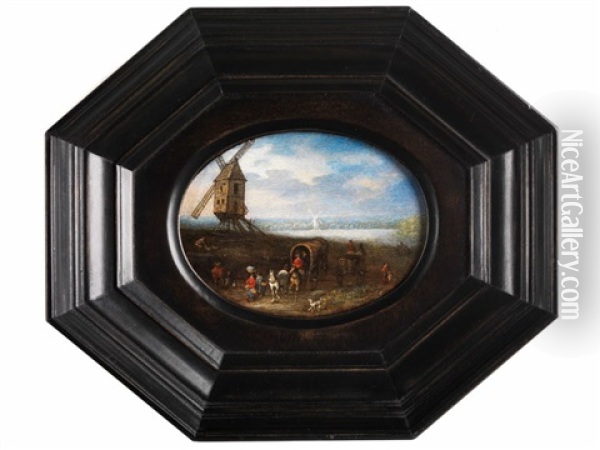 Landschaft Mit Muhle Und Reisenden Oil Painting - Joseph van Bredael
