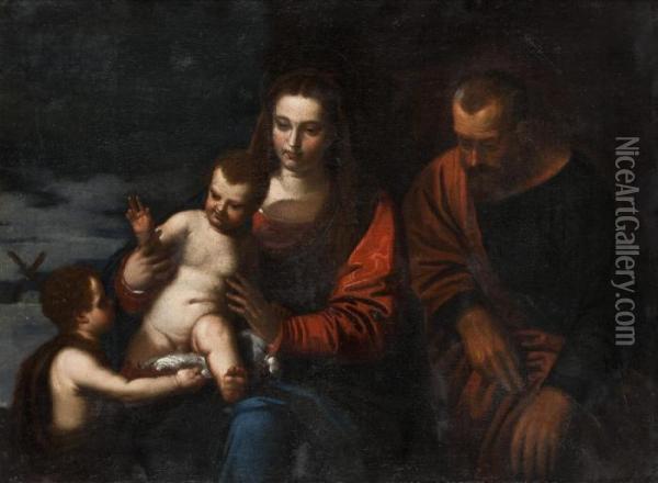 Sacra Famiglia Con San Giovannino Oil Painting - (Alessandro) Padovanino (Varotari)