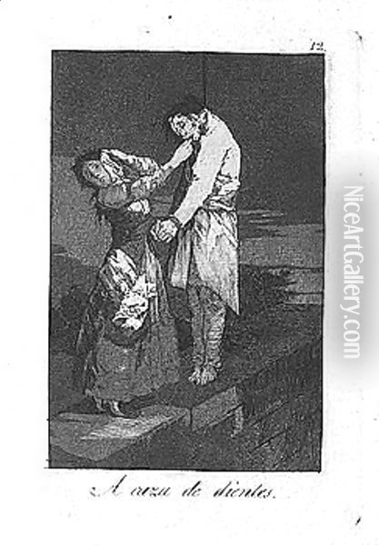 A caza de dientes Oil Painting - Francisco De Goya y Lucientes