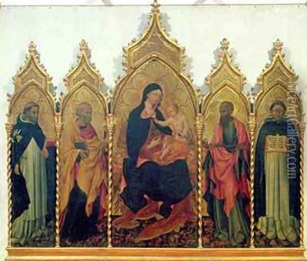 Madonna and Child with SS Dominic Peter Paul and Thomas Aquinas altarpiece Oil Painting - Paolo di Grazia Giovanni di
