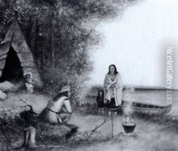 Indian Encampment Oil Painting - George Hart Hughes