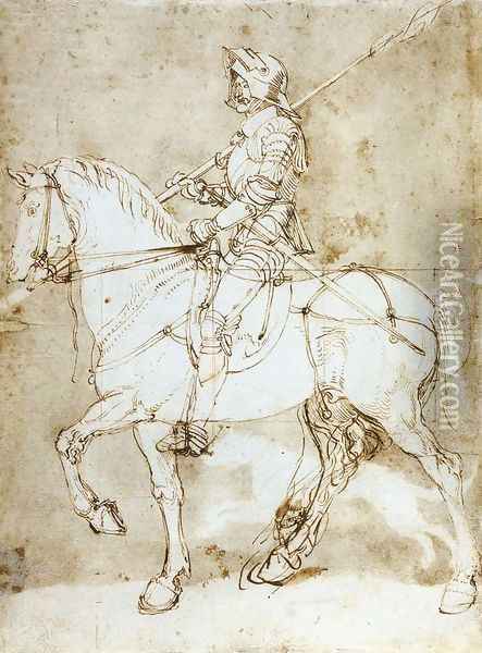 Knight on Horseback Oil Painting - Albrecht Durer