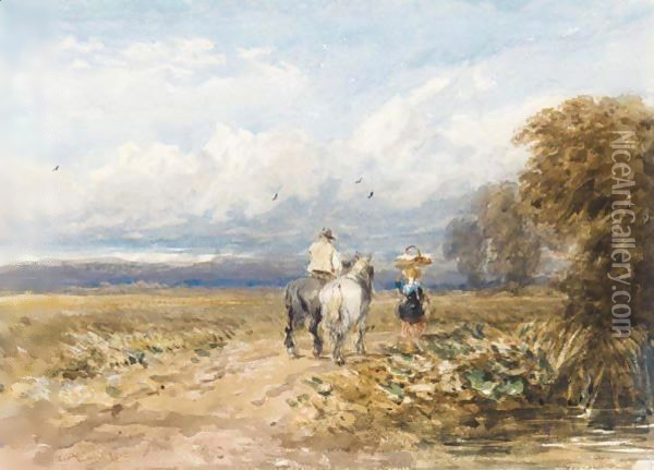 The Road By The Moor Oil Painting - David Cox