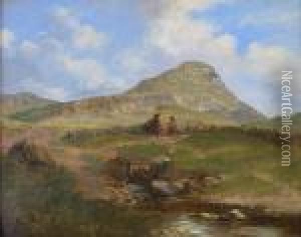 A Study For A Background From Nature (arthur's Seat) Oil Painting - John Watson Mclea